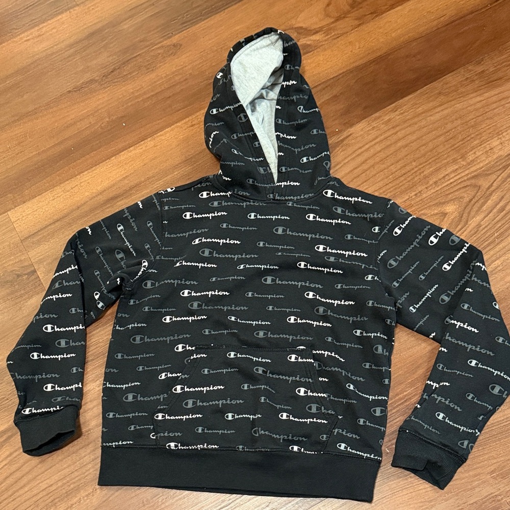 Champion Black and Gray Logo Hoodie for Boys age 8/10